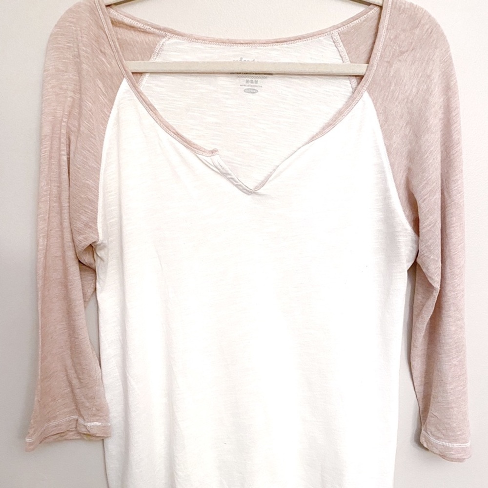 Women’s Vintage Baseball Tee in white and tan